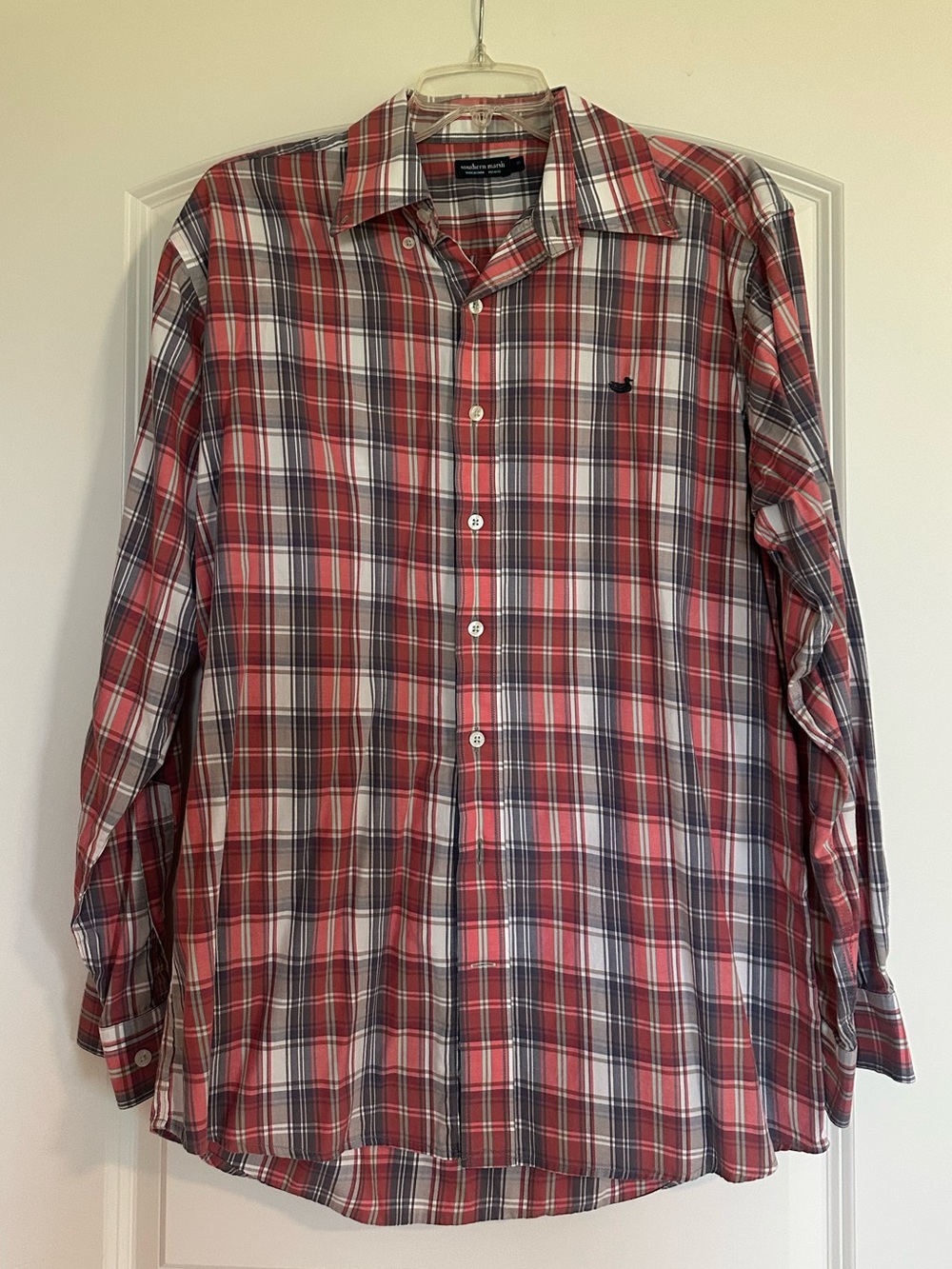 Southern Marsh Red and Gray Plaid Button-Down Shirt